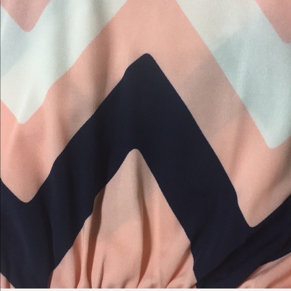 Pink and Navy Chevron Maxi Dress - Picture 3 of 3